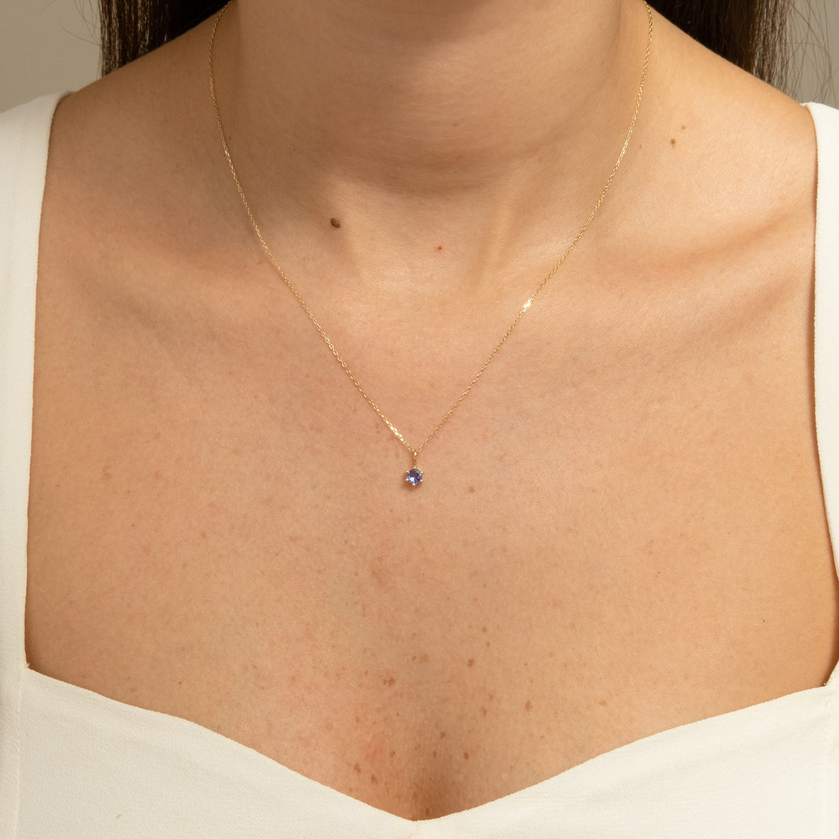 Tanzanite Charm (December Birthstone) - 14k Solid Gold
