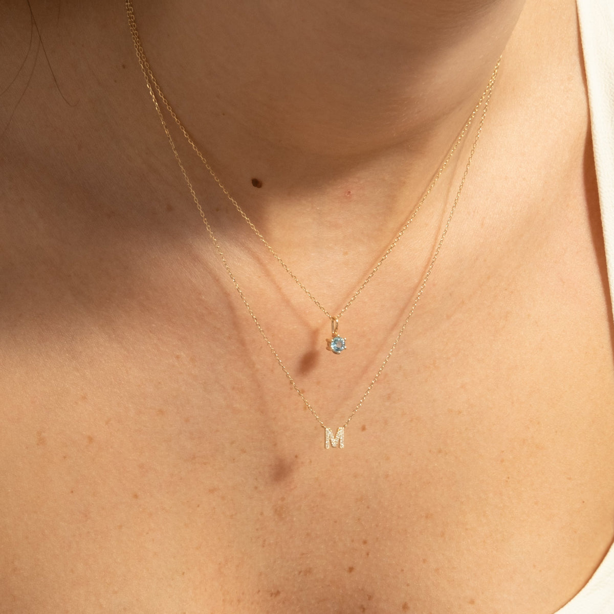 Aquamarine Charm (March Birthstone) - 14k Solid Gold