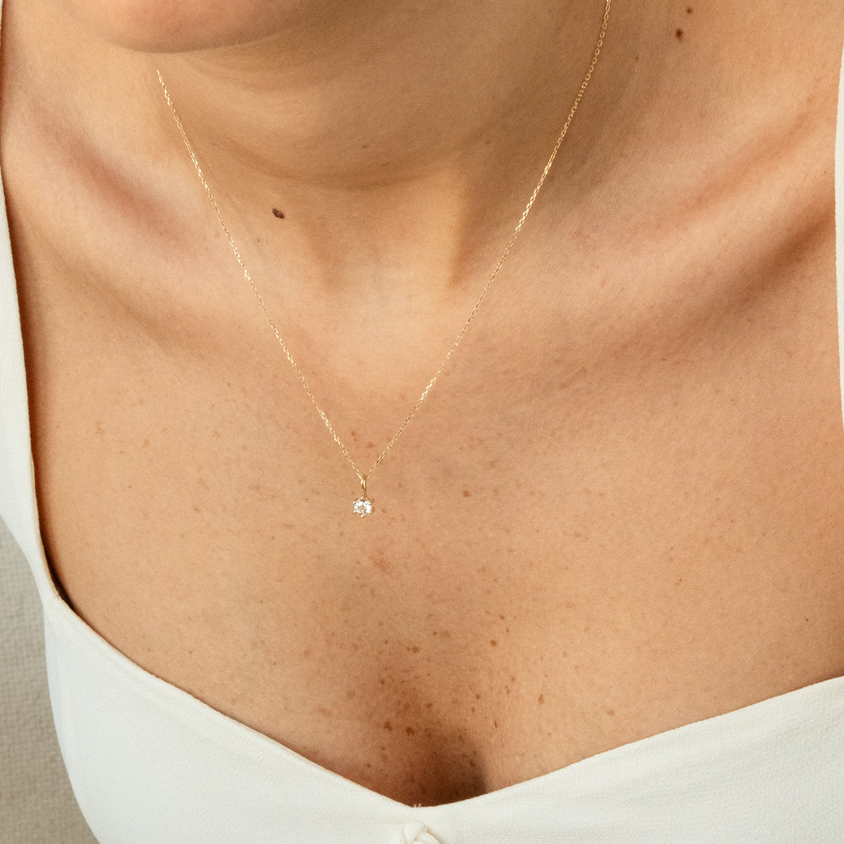 White Topaz Charm (April Birthstone) - 14k Solid Gold