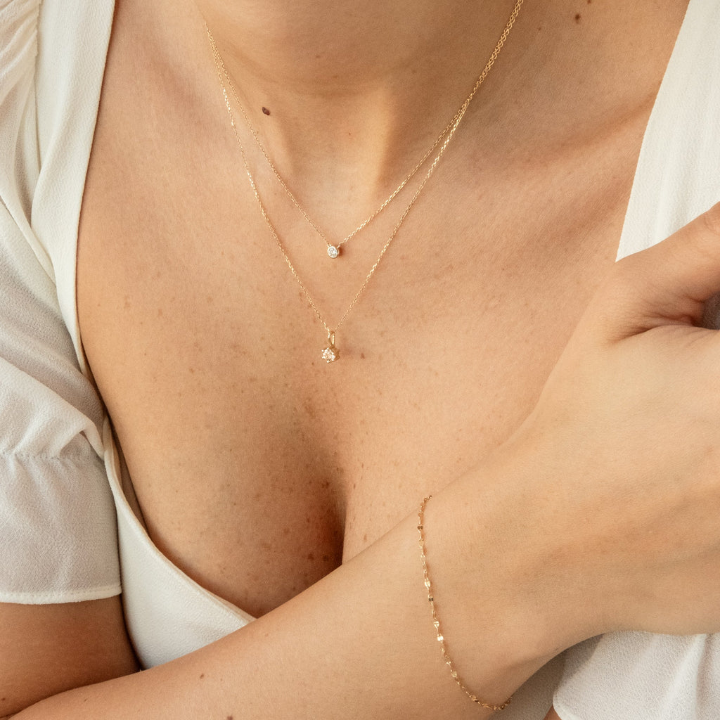 White Topaz Charm (April Birthstone) - 14k Solid Gold