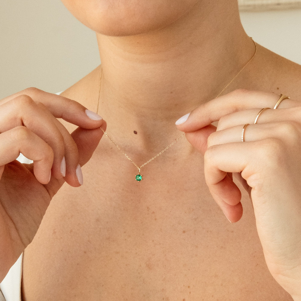 Emerald Charm (May Birthstone) - 14k Solid Gold