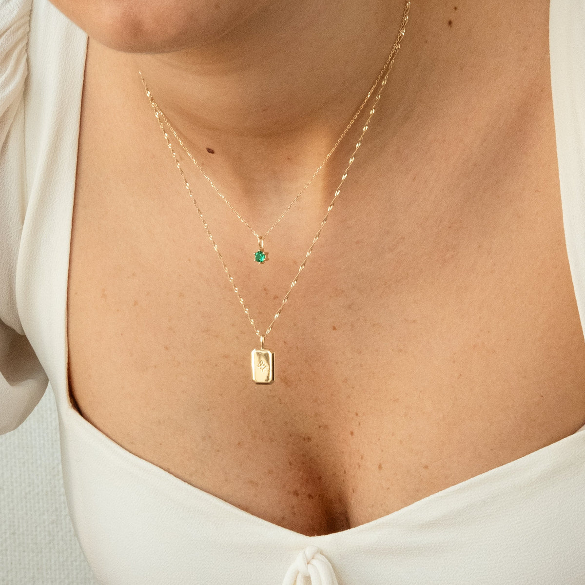 Emerald Charm (May Birthstone) - 14k Solid Gold