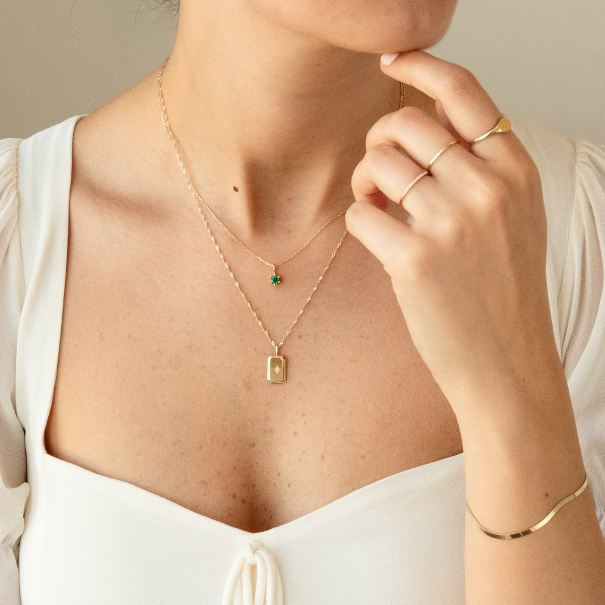 Emerald Charm (May Birthstone) - 14k Solid Gold