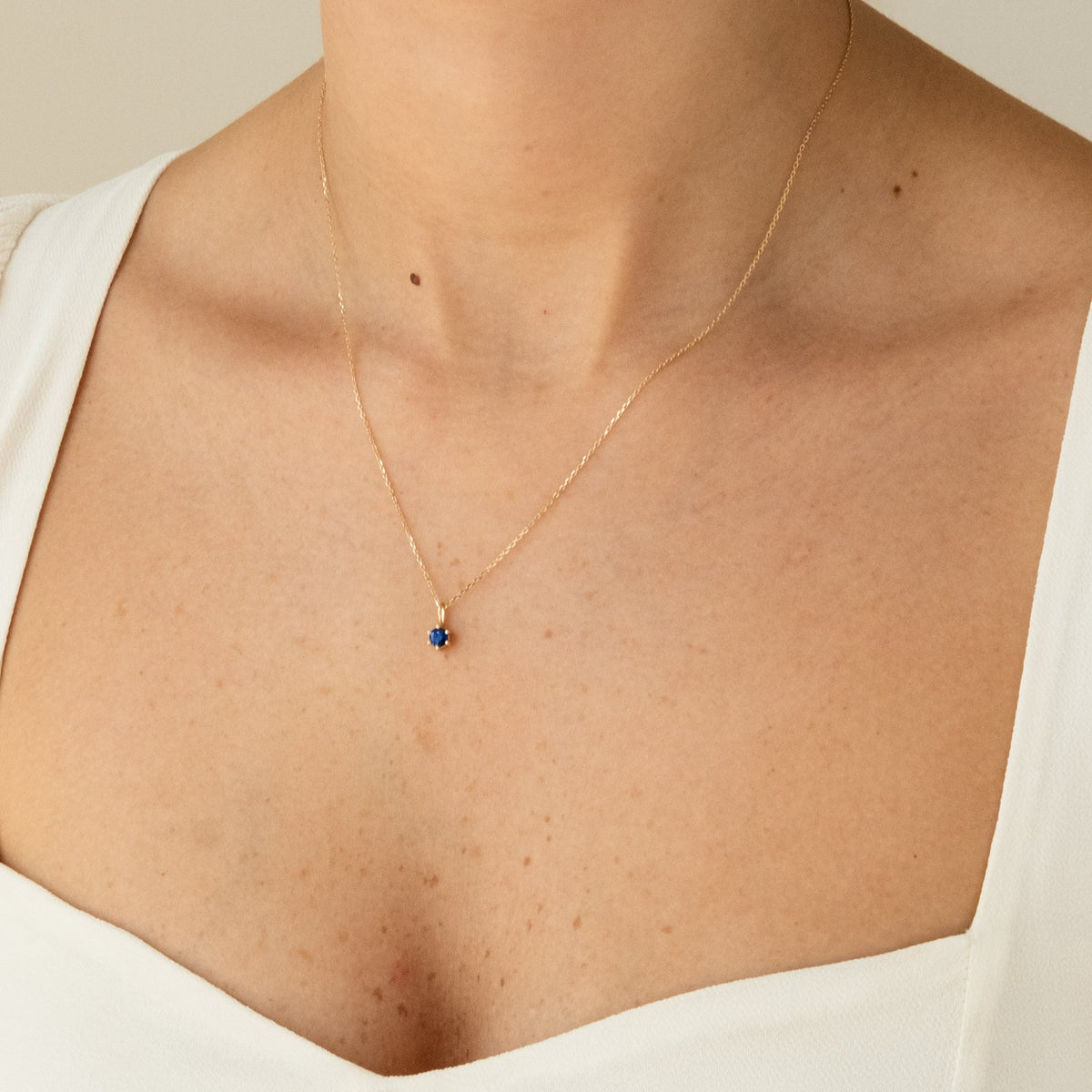Sapphire Charm (September Birthstone) - 14k Solid Gold