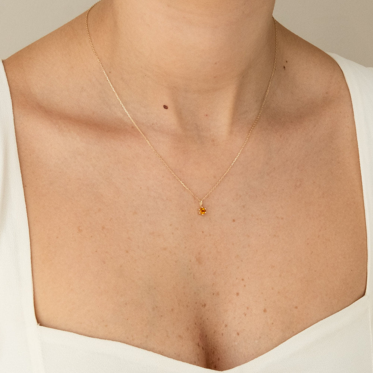 Citrine Charm (November Birthstone) - 14k Solid Gold