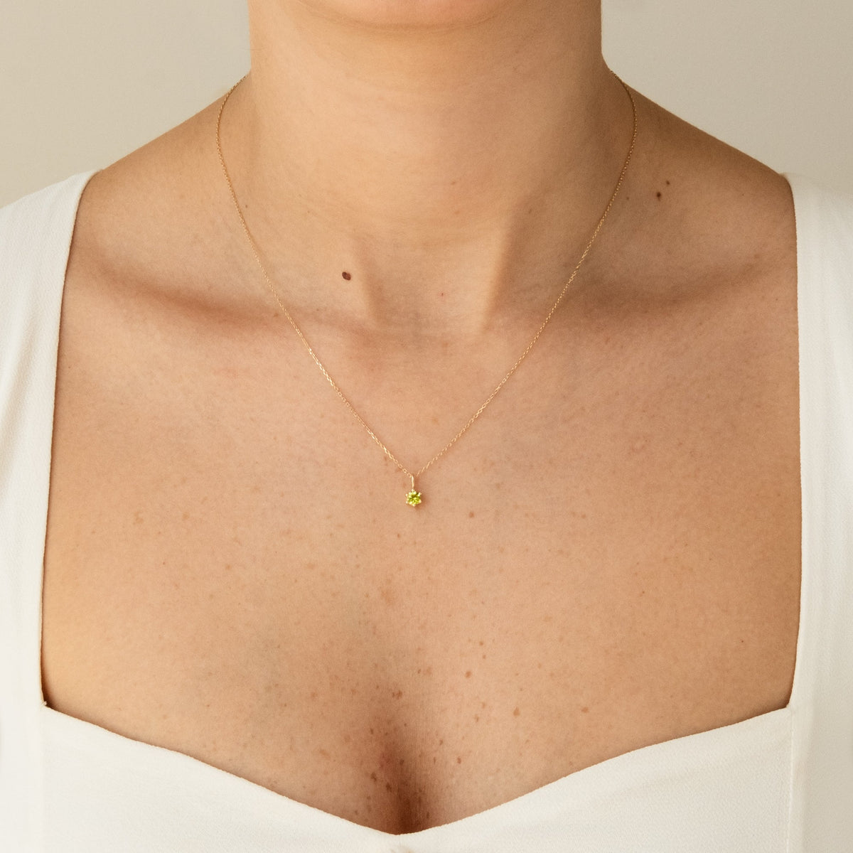 Peridot Charm (August Birthstone) - 14k Solid Gold