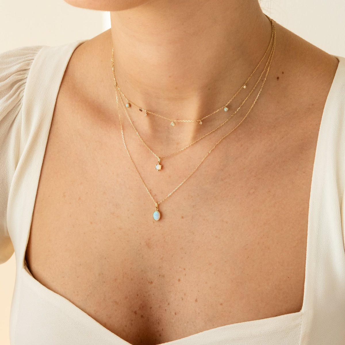 Australian Opal Charm (October Birthstone) - 14k Solid Gold