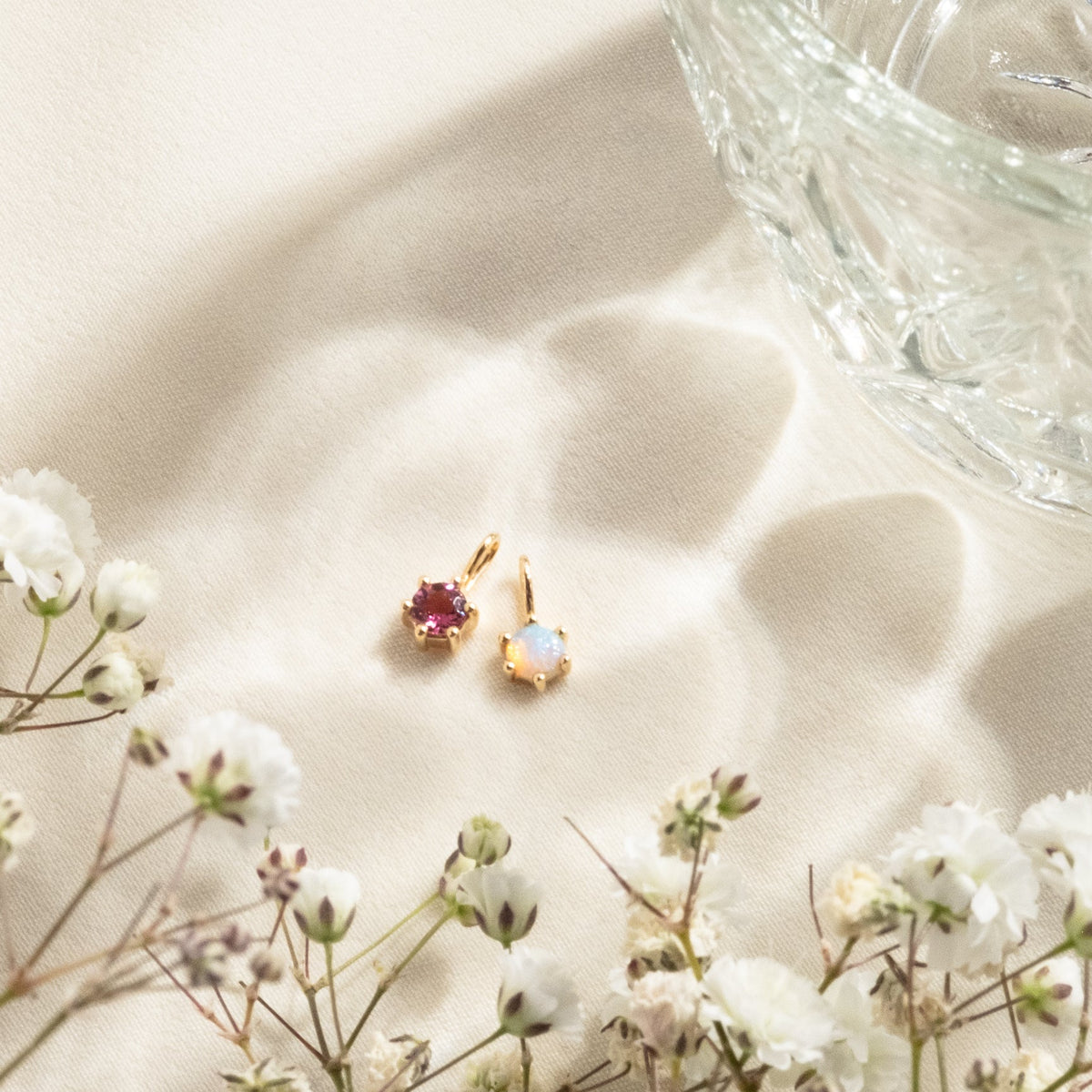 Pink Tourmaline Charm (October Birthstone) - 14k Solid Gold