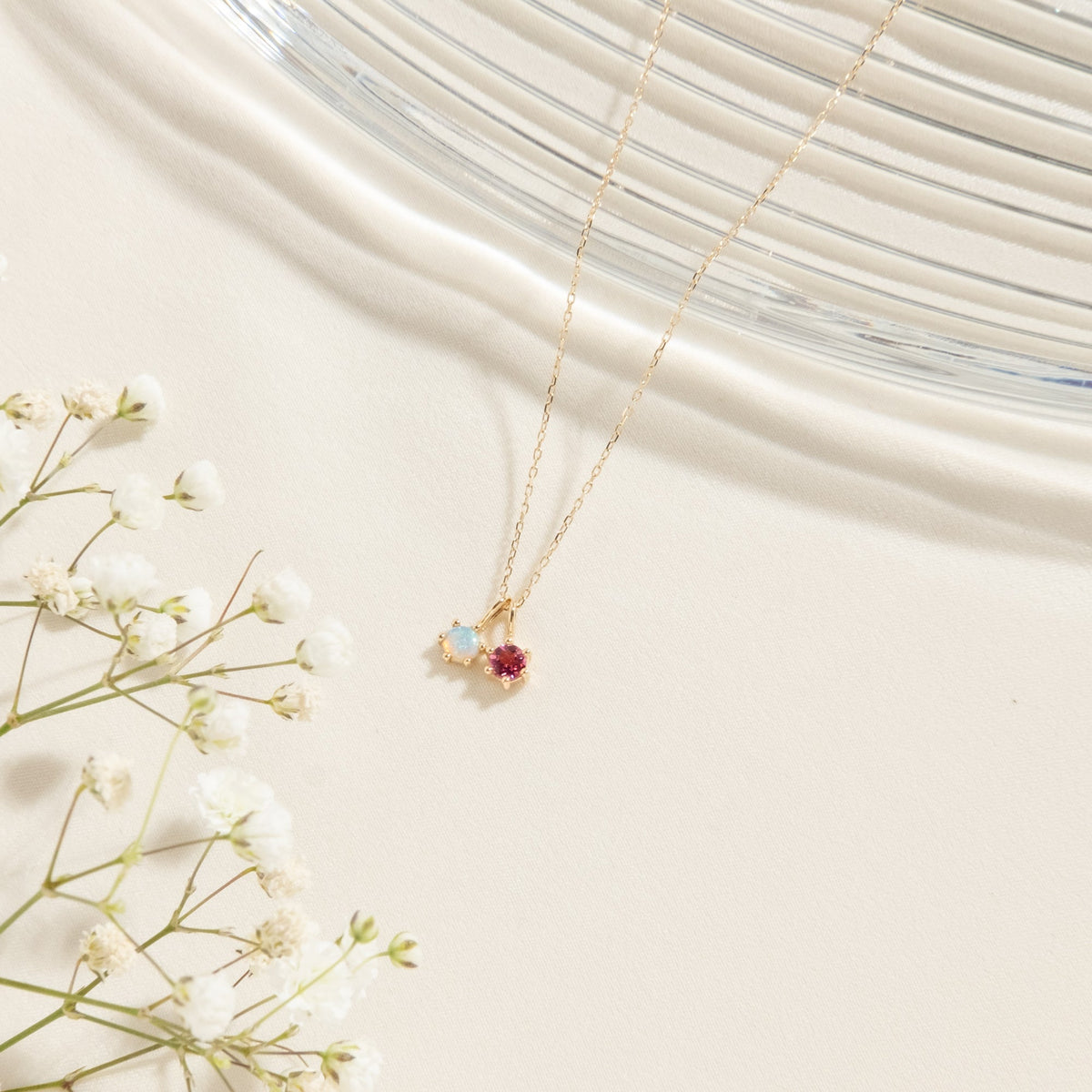 Pink Tourmaline Charm (October Birthstone) - 14k Solid Gold