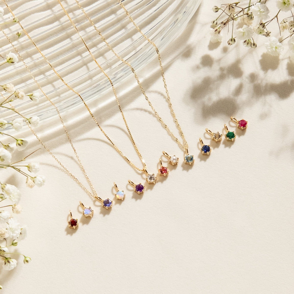 14k Birthstone Charm Necklace
