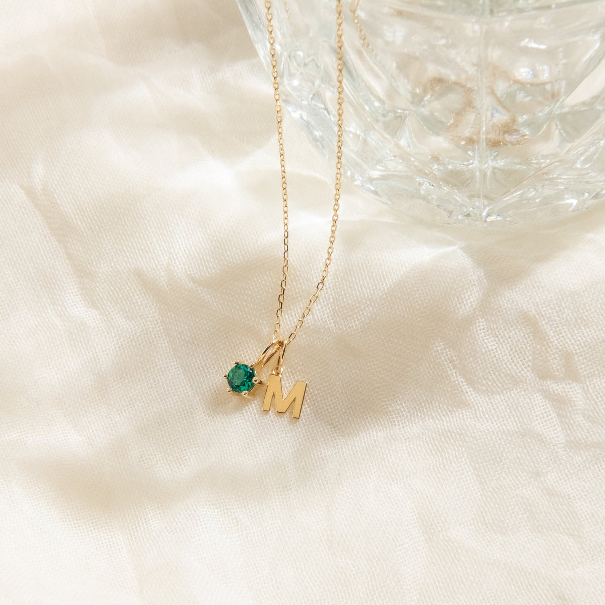Emerald Charm (May Birthstone) - 14k Solid Gold