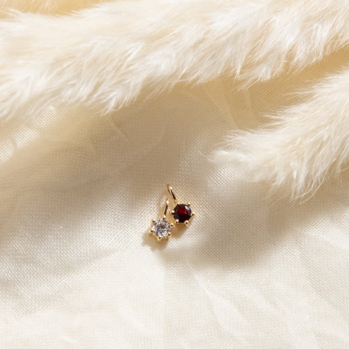 Garnet Charm (January Birthstone) - 14k Solid Gold