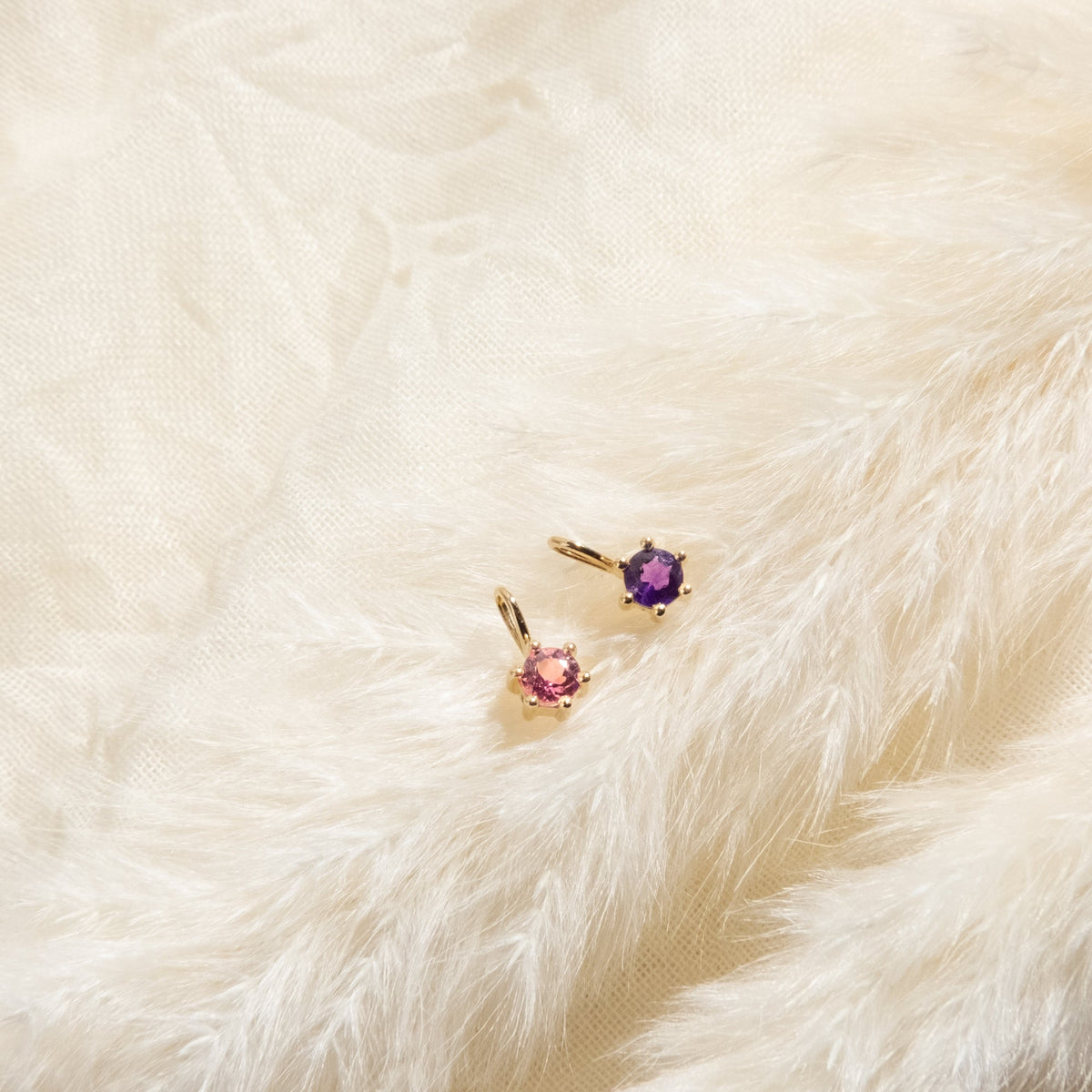 Amethyst Charm (February Birthstone) - 14k Solid Gold
