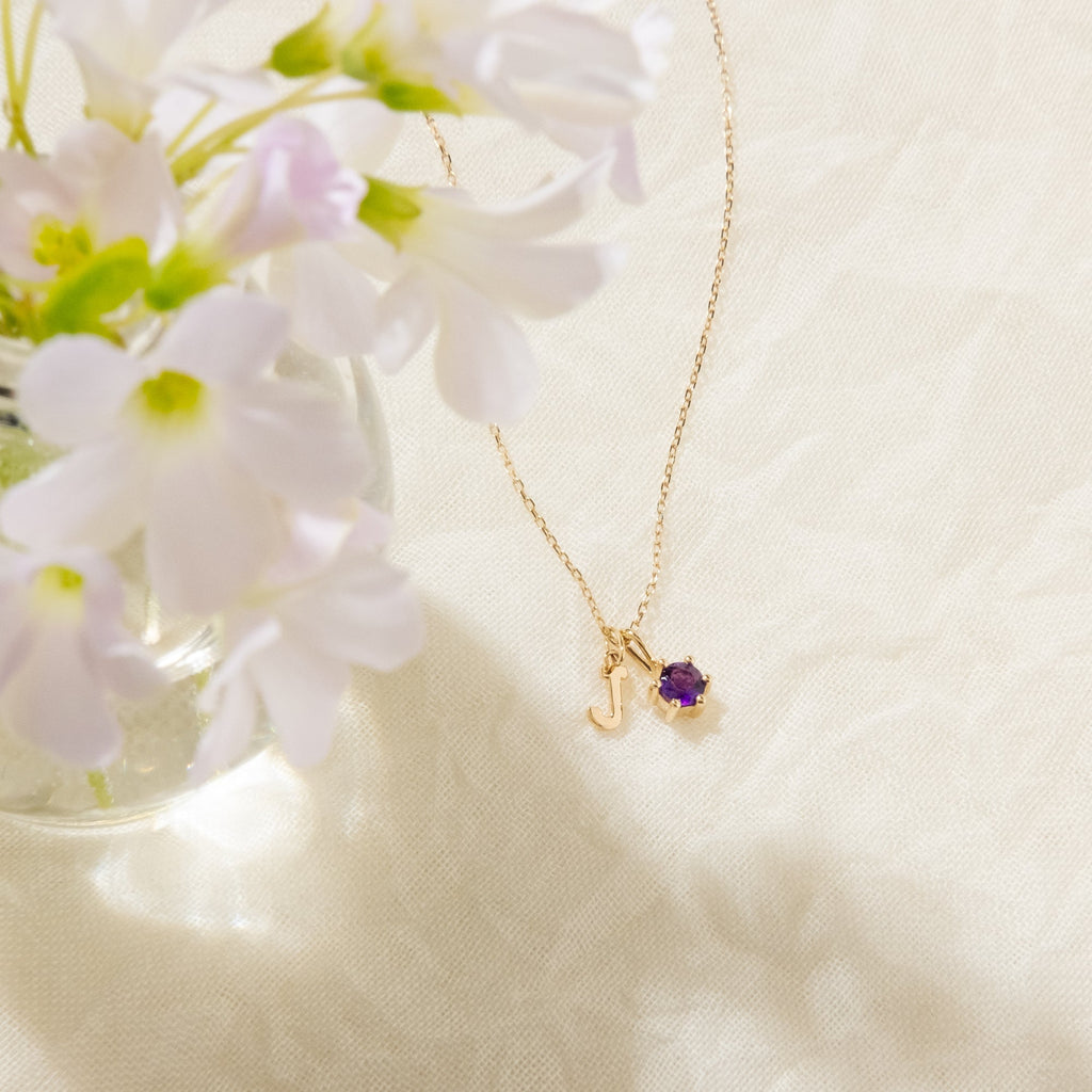 Amethyst Charm (February Birthstone) - 14k Solid Gold