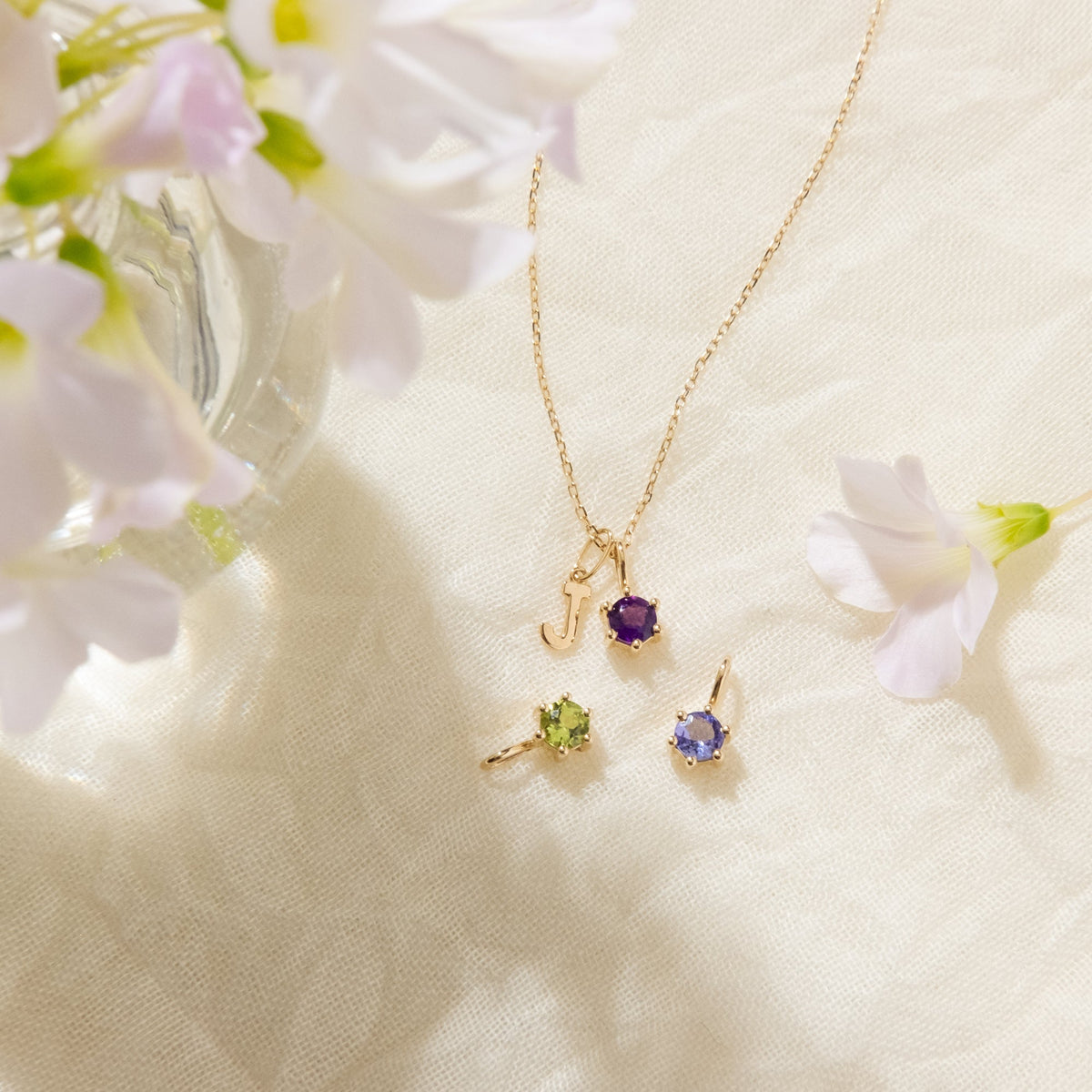 Amethyst Charm (February Birthstone) - 14k Solid Gold