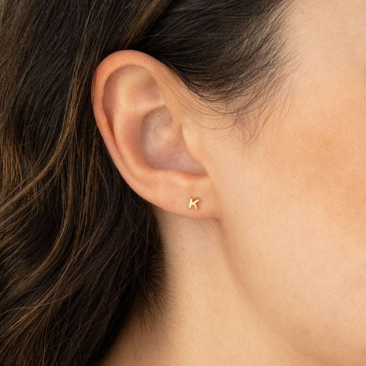 Tiny Initial Stud Earring (Single)