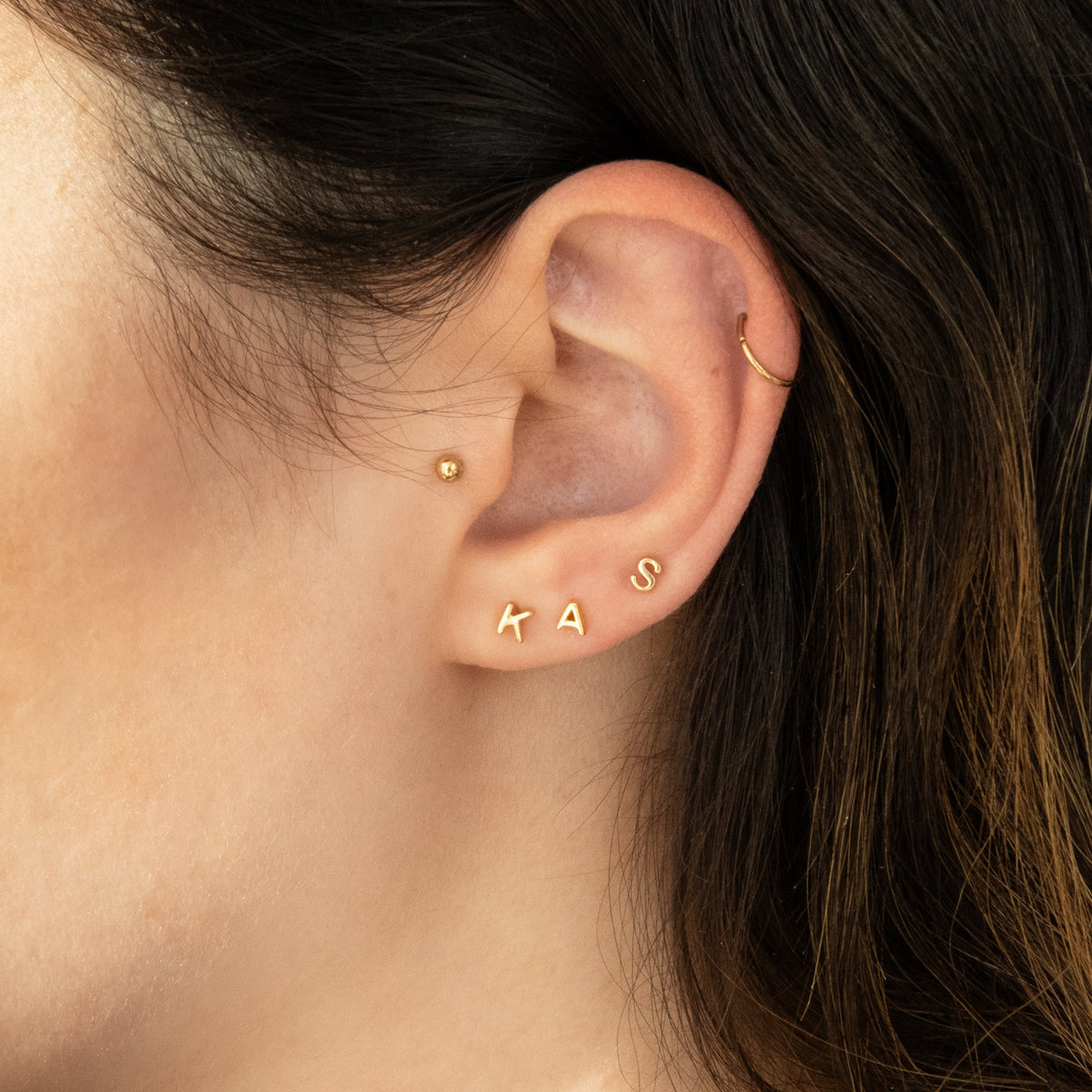 Tiny Initial Stud Earring (Single)