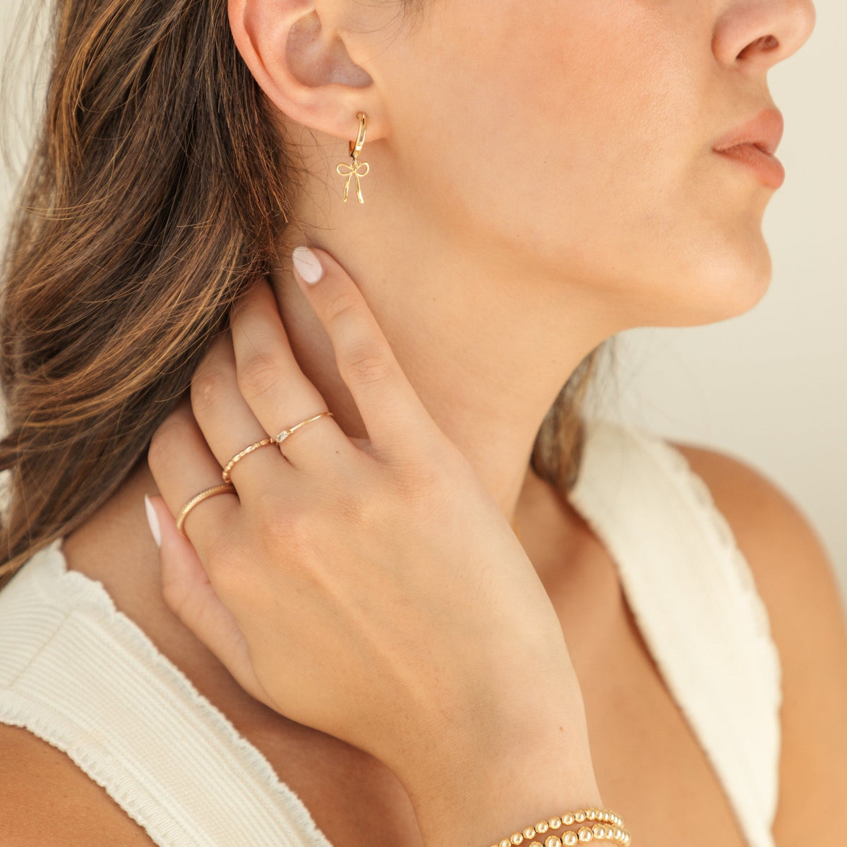 Dainty Bow Hoop Earrings