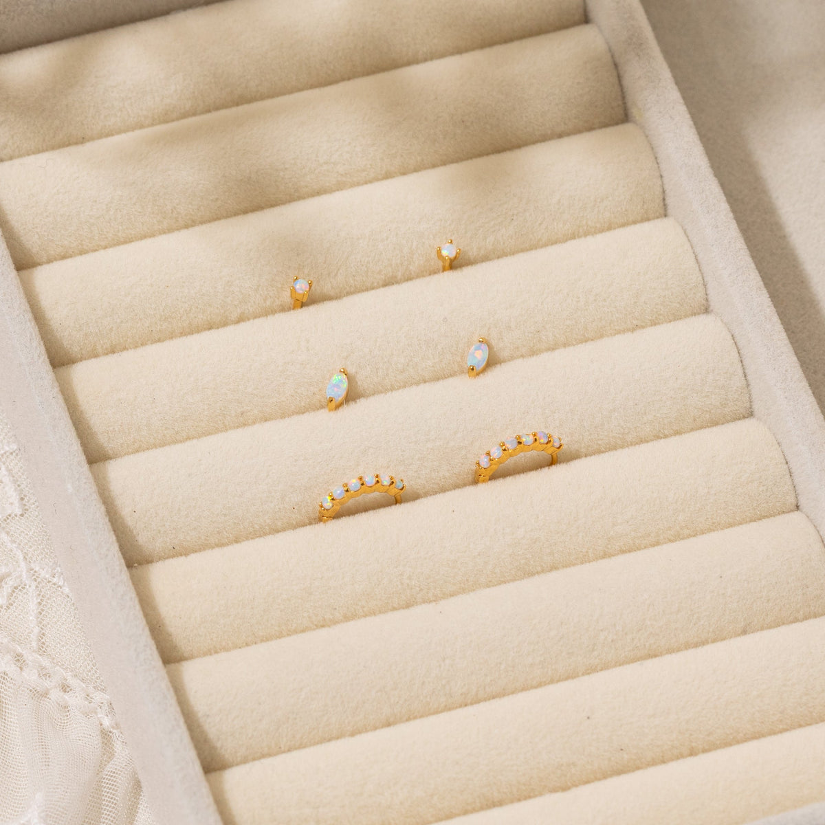 Dainty Opal Flat Back Stud Earring