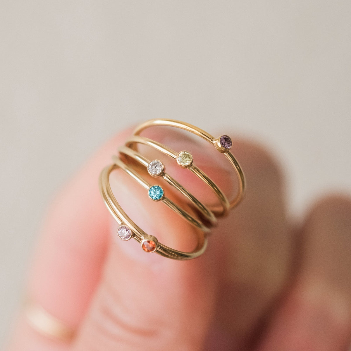 Dainty CZ Birthstone Ring