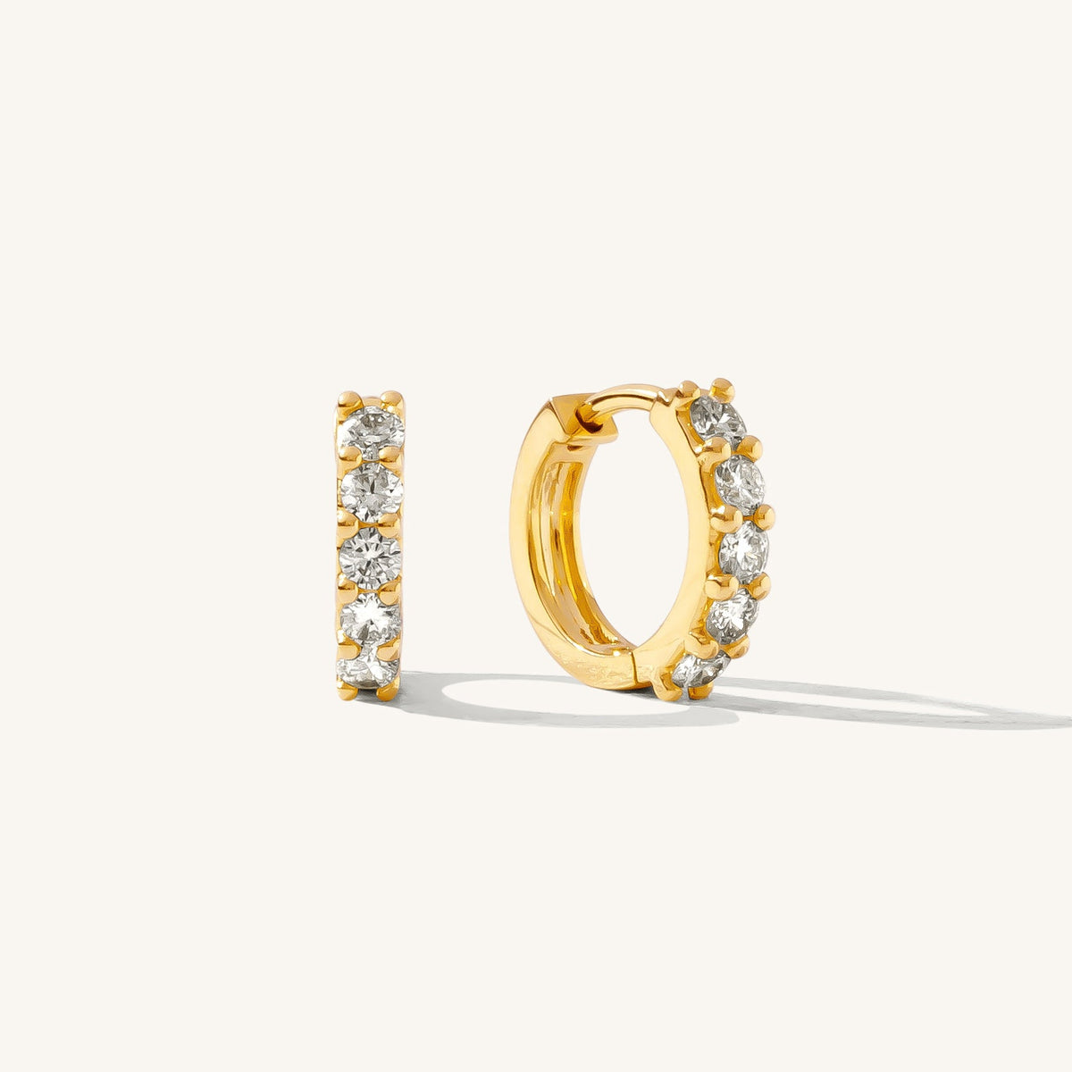 Chunky Diamond Huggie Hoop Earrings
