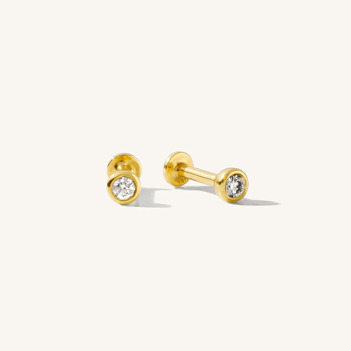 Diamond Bezel Flat Back Stud Earring