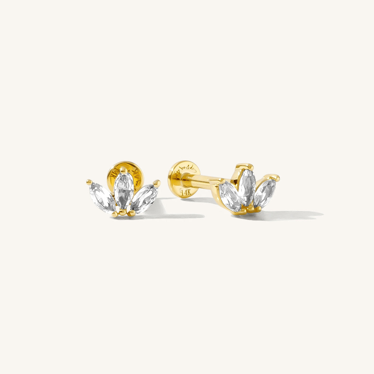 Sapphire Marquise Flat Back Stud Earring