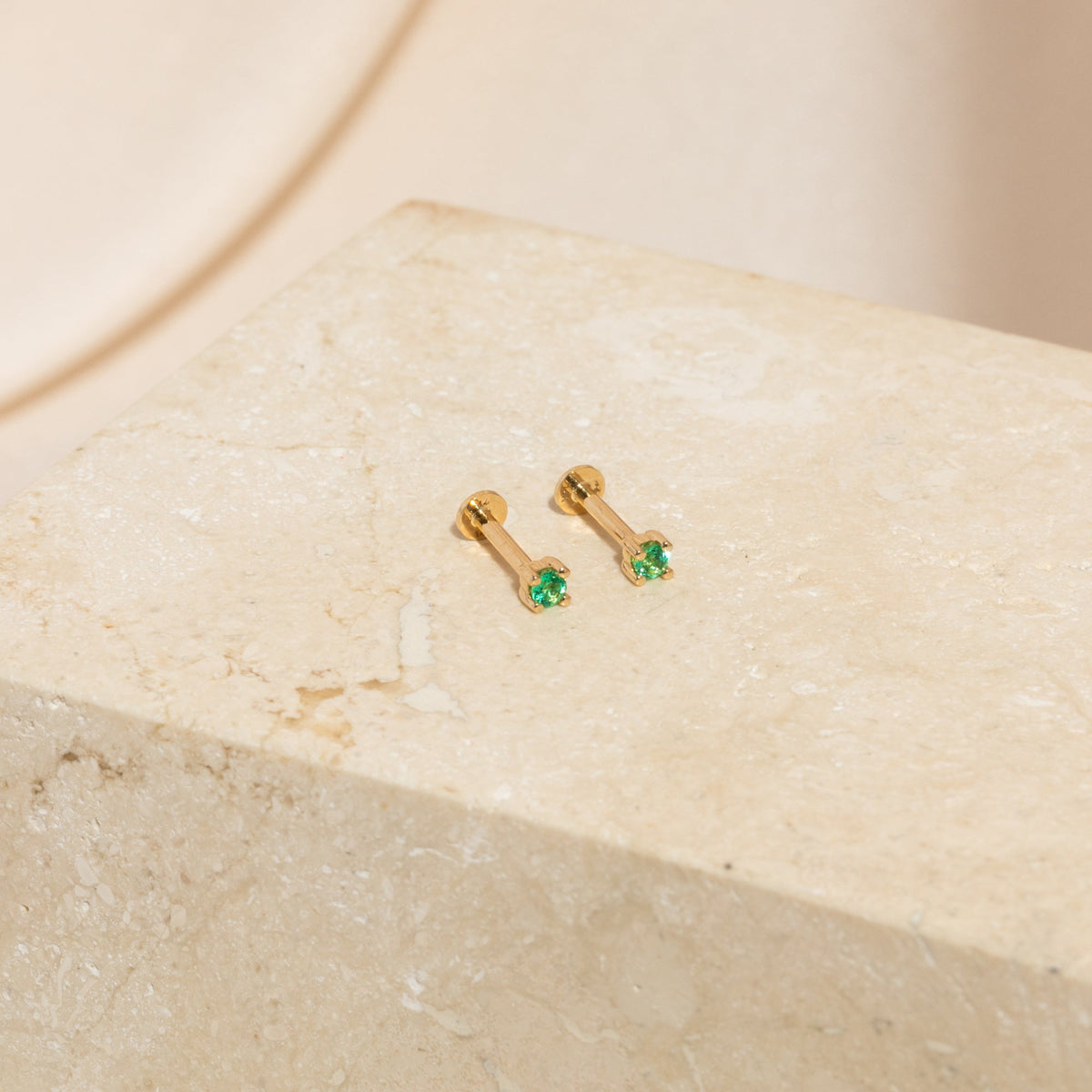 Emerald Flat Back Stud Earring