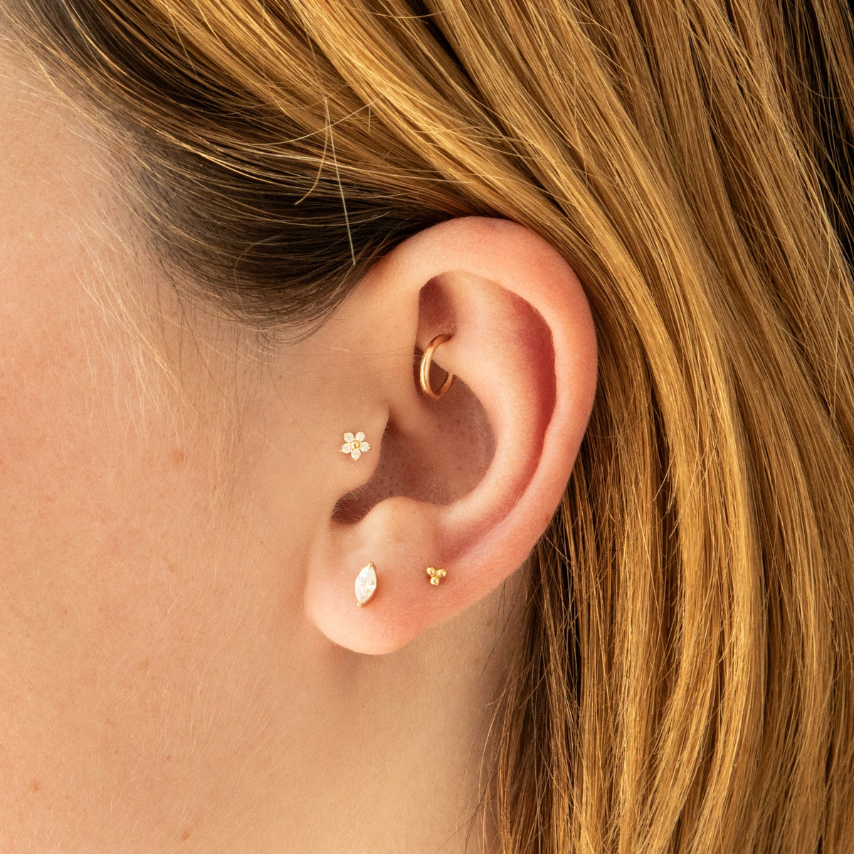 Marquise Flat Back Stud Earring