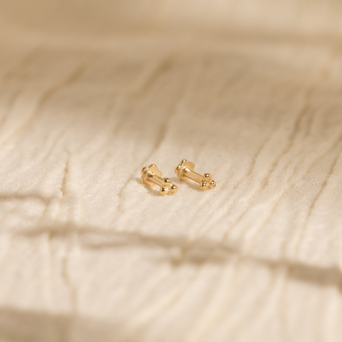 Triple Ball Flat Back Stud Earring