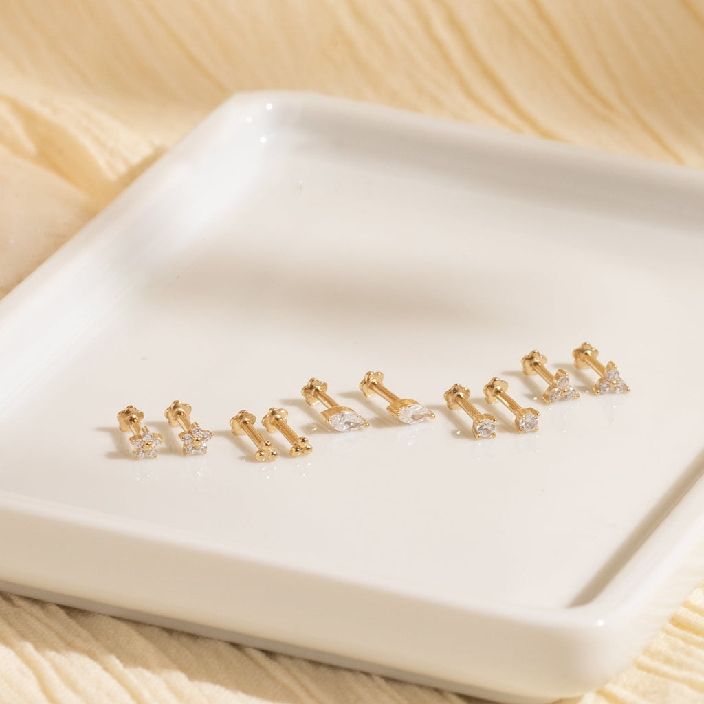 Marquise Flat Back Stud Earring