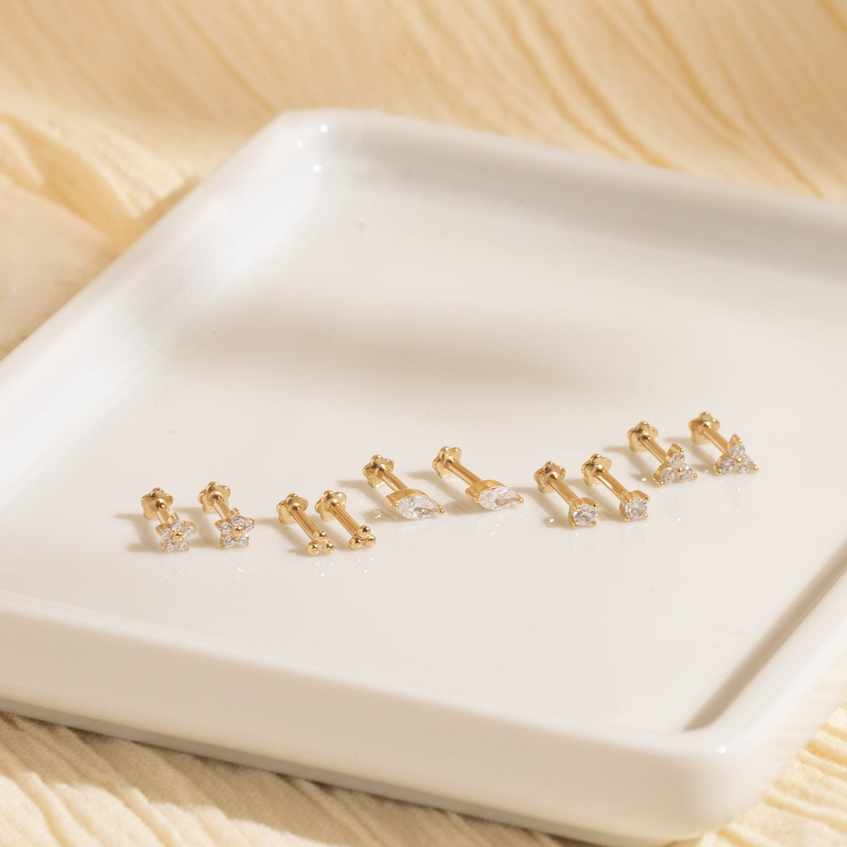 Marquise Flat Back Stud Earring