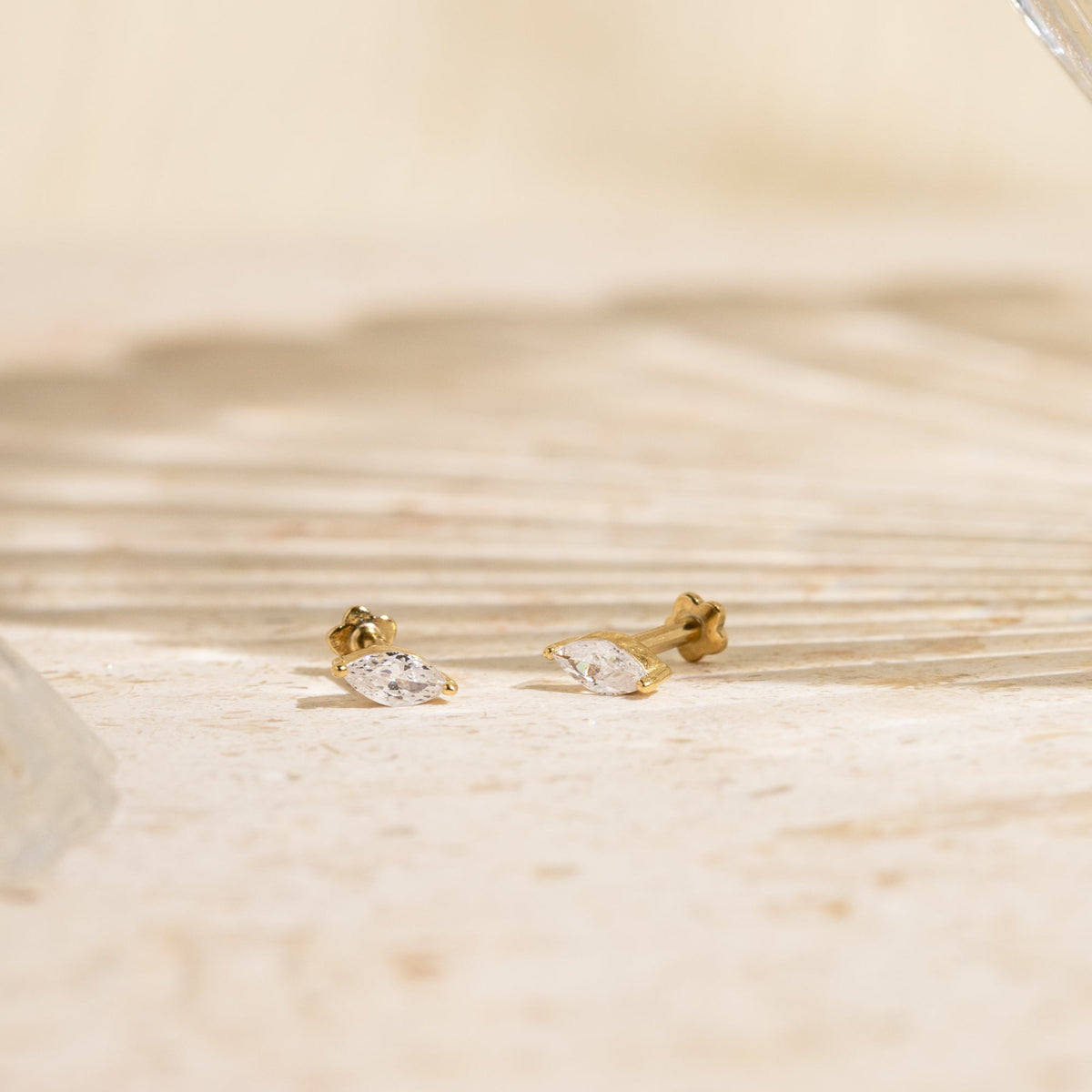 Marquise Flat Back Stud Earring