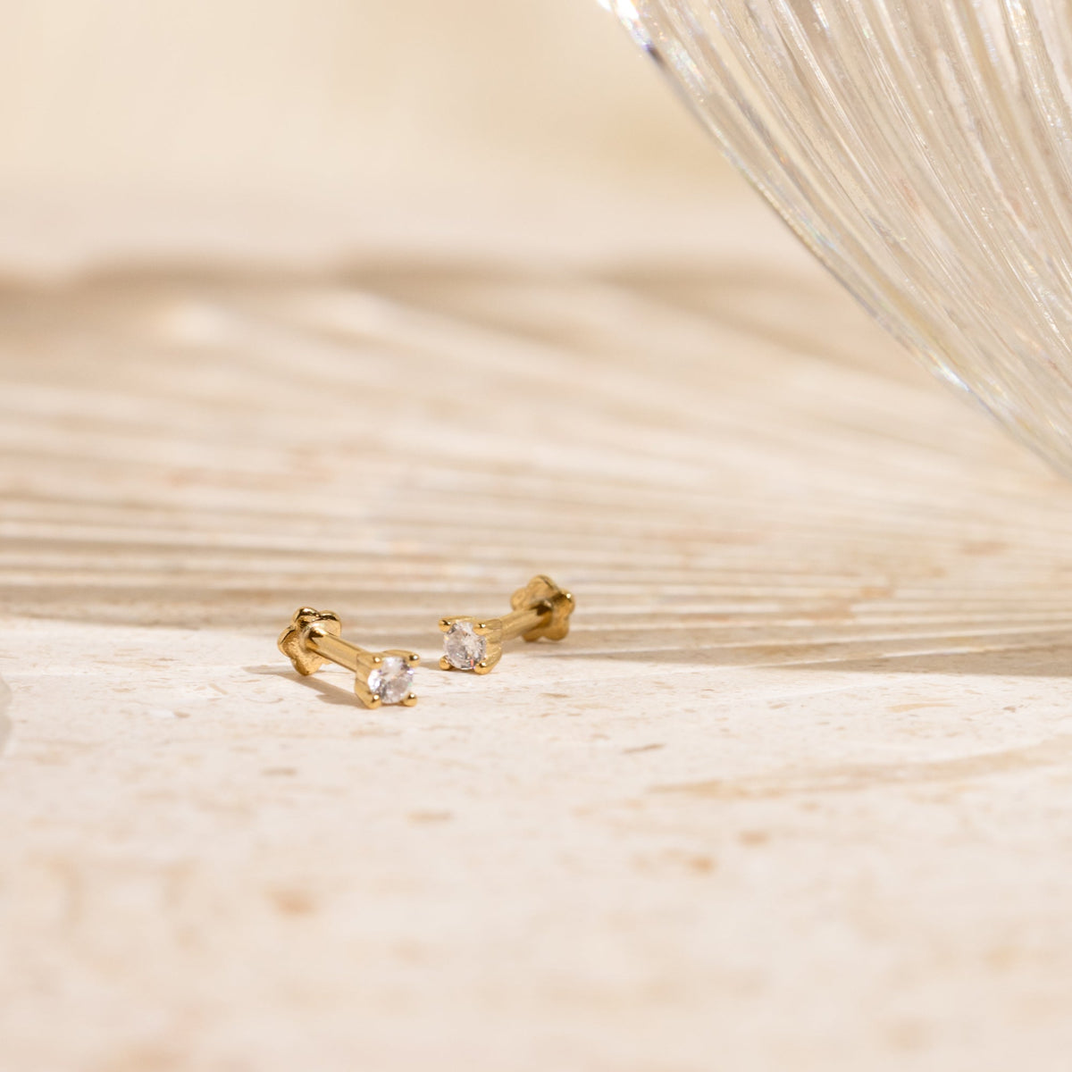 Dainty CZ Flat Back Stud Earring
