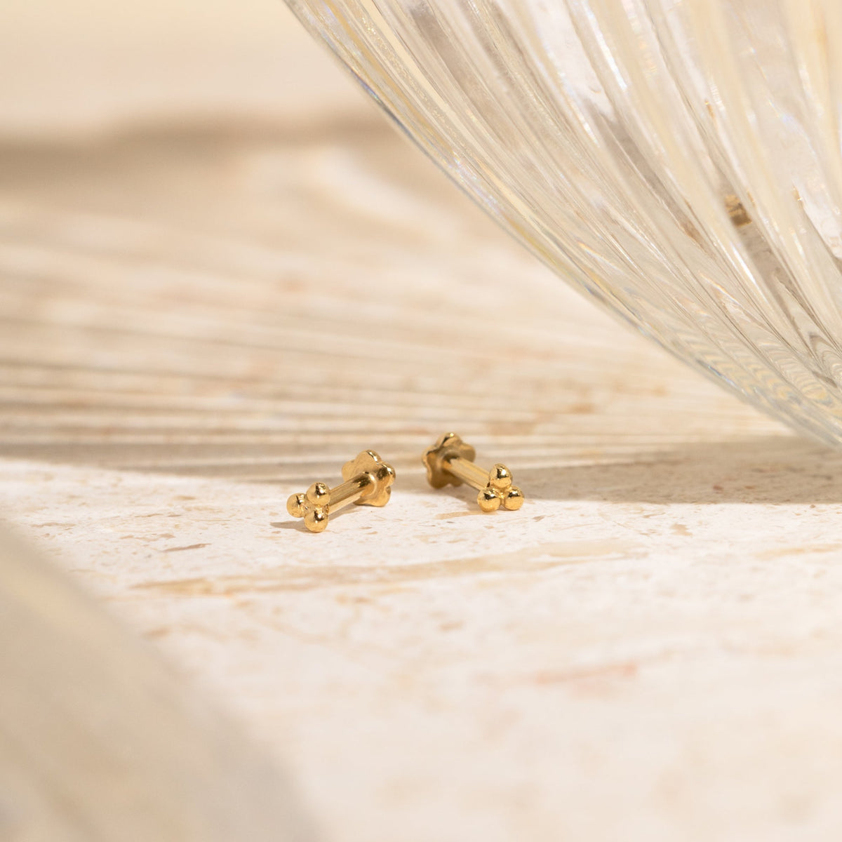 Triple Ball Flat Back Stud Earring