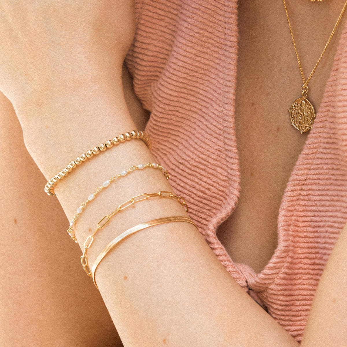 Gold Herringbone Bracelet