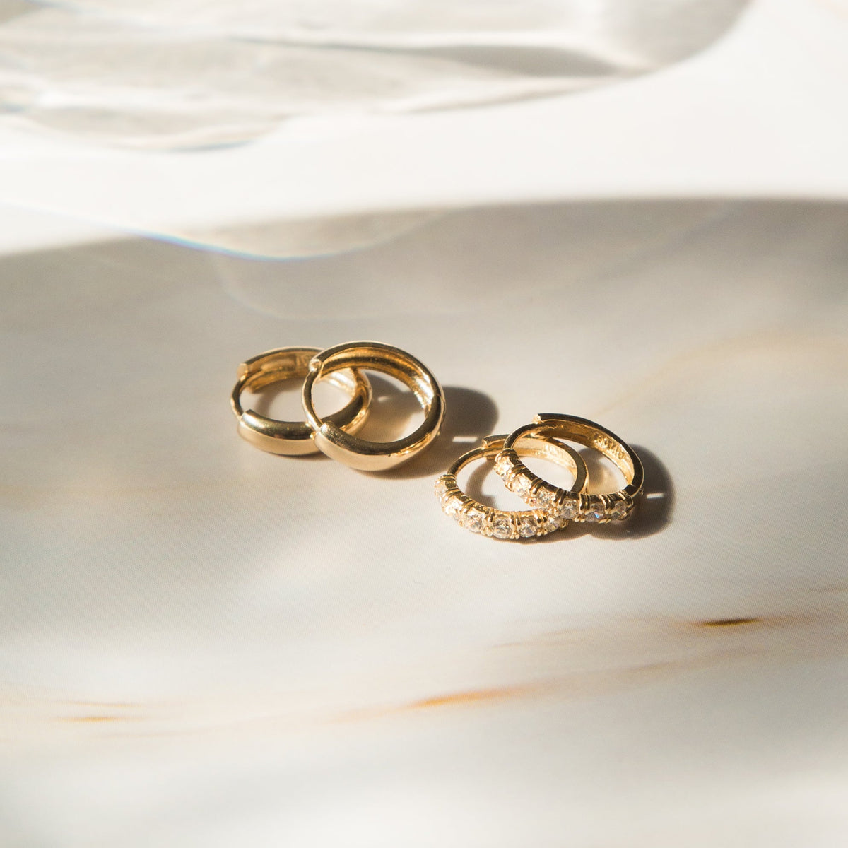 Thick Huggie Hoop Earrings - 14k Solid Gold