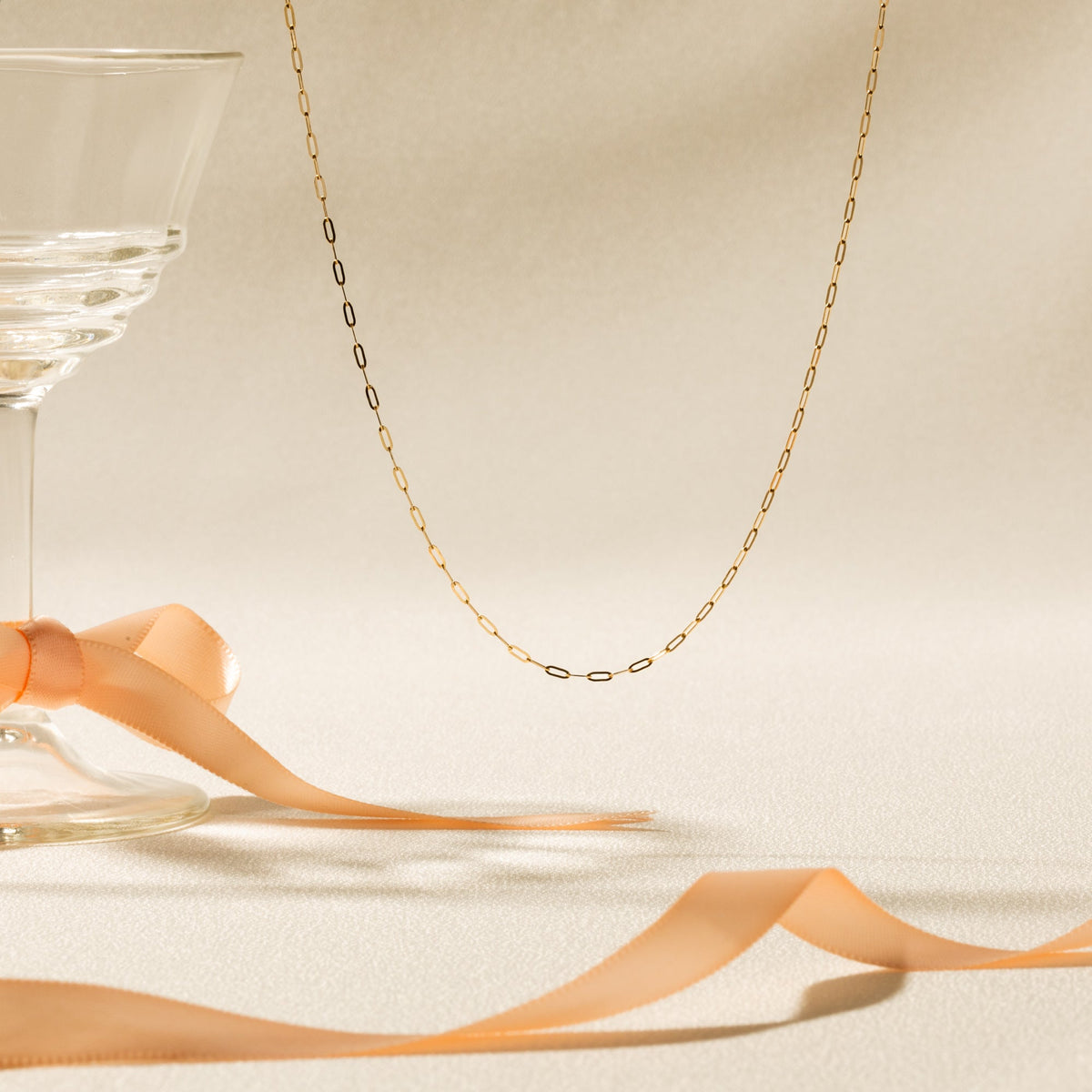 Dainty Paperclip Chain Necklace - 14k Solid Gold