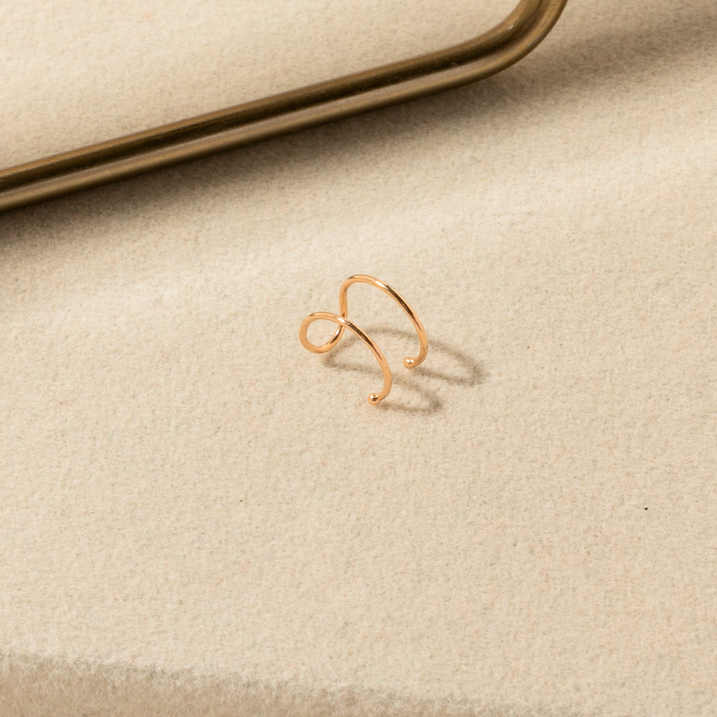Dainty Double Ear Cuff - 14k Solid Gold