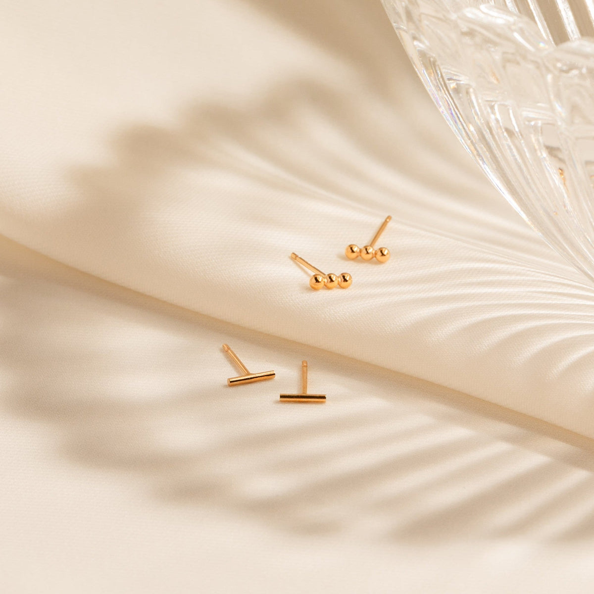Tiny Bead Bar Stud Earrings