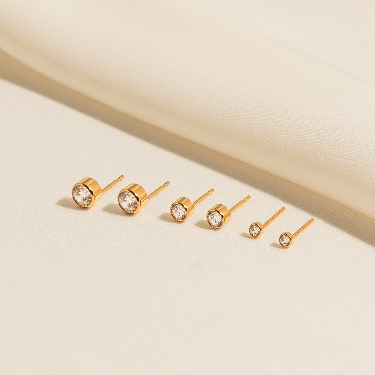 Dainty CZ Bezel Stud Earrings