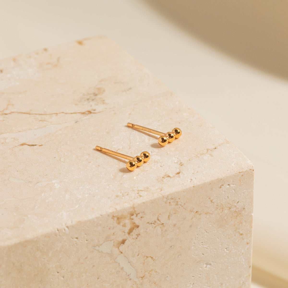 Tiny Bead Bar Stud Earrings