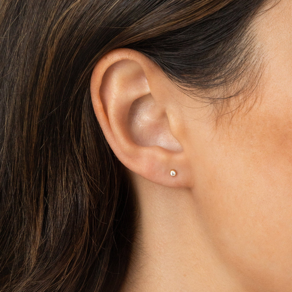Dainty CZ Bezel Stud Earrings