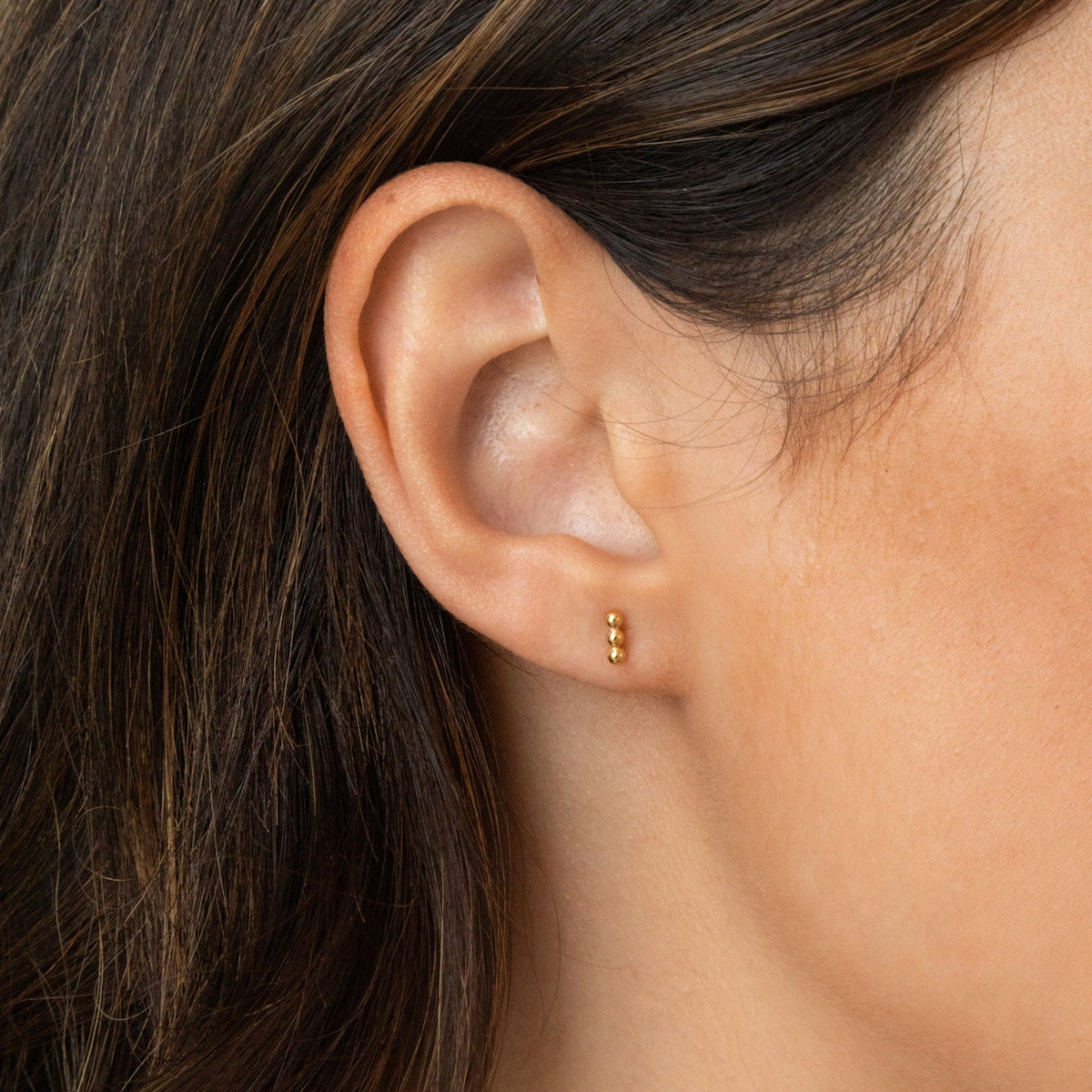 Tiny Bead Bar Stud Earrings