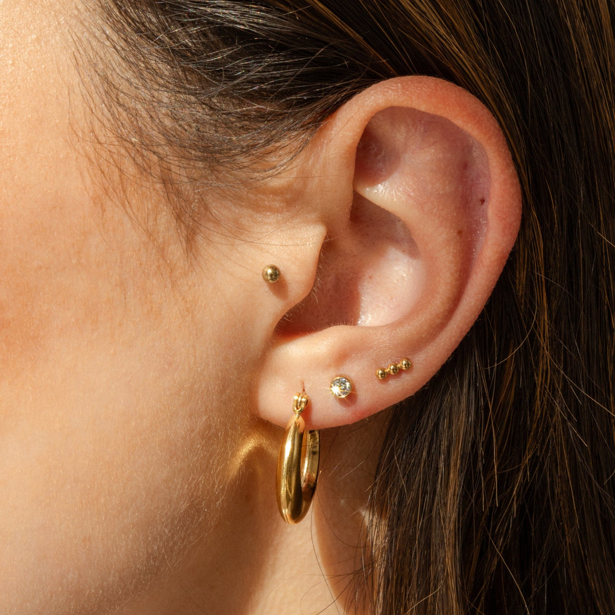Tiny Bead Bar Stud Earrings