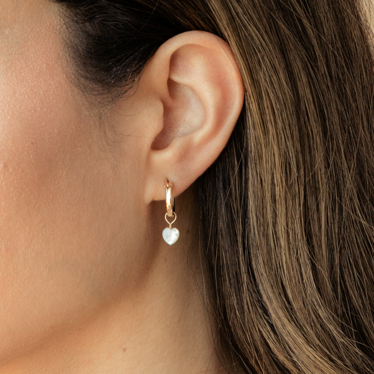 Pearl Heart Hoop Earrings