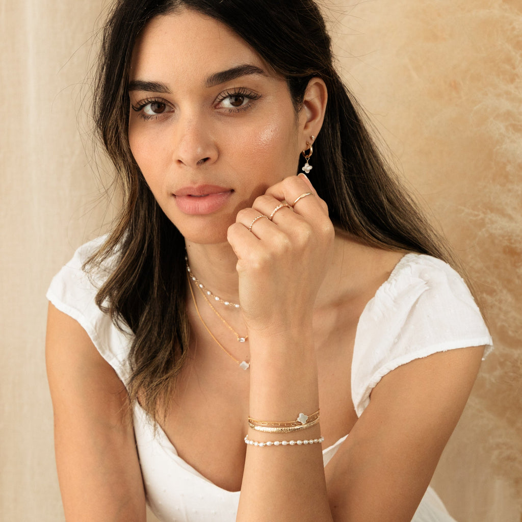 Pearl Clover Hoop Earrings