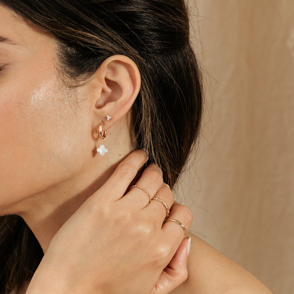Pearl Clover Hoop Earrings