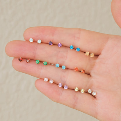 Dainty CZ Birthstone Stud Earrings
