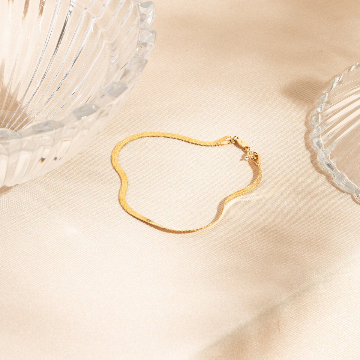 Herringbone Bracelet - 14k Solid Gold